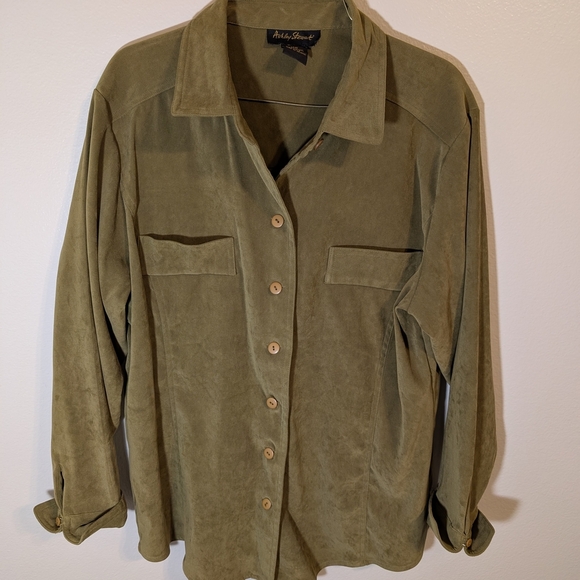 Ashley Stewart Olive Green Blouse - Picture 1 of 3